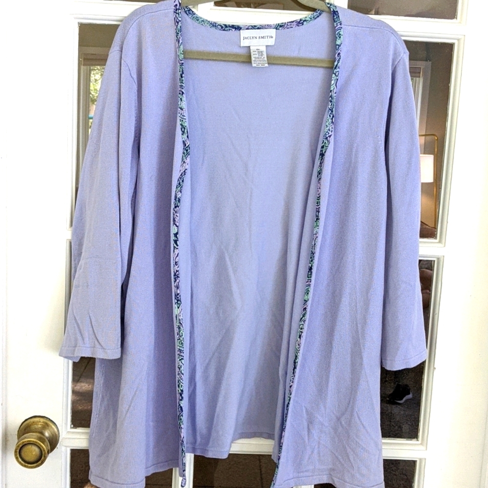 Women's 2X Sweater Lavender Hook Eye Closure Soft Stretchy